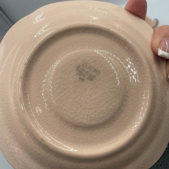 Vintage Quadro Crooksville Pink Floral Cup & Saucer set of 3 Coffee Tea - Picture 7 of 7